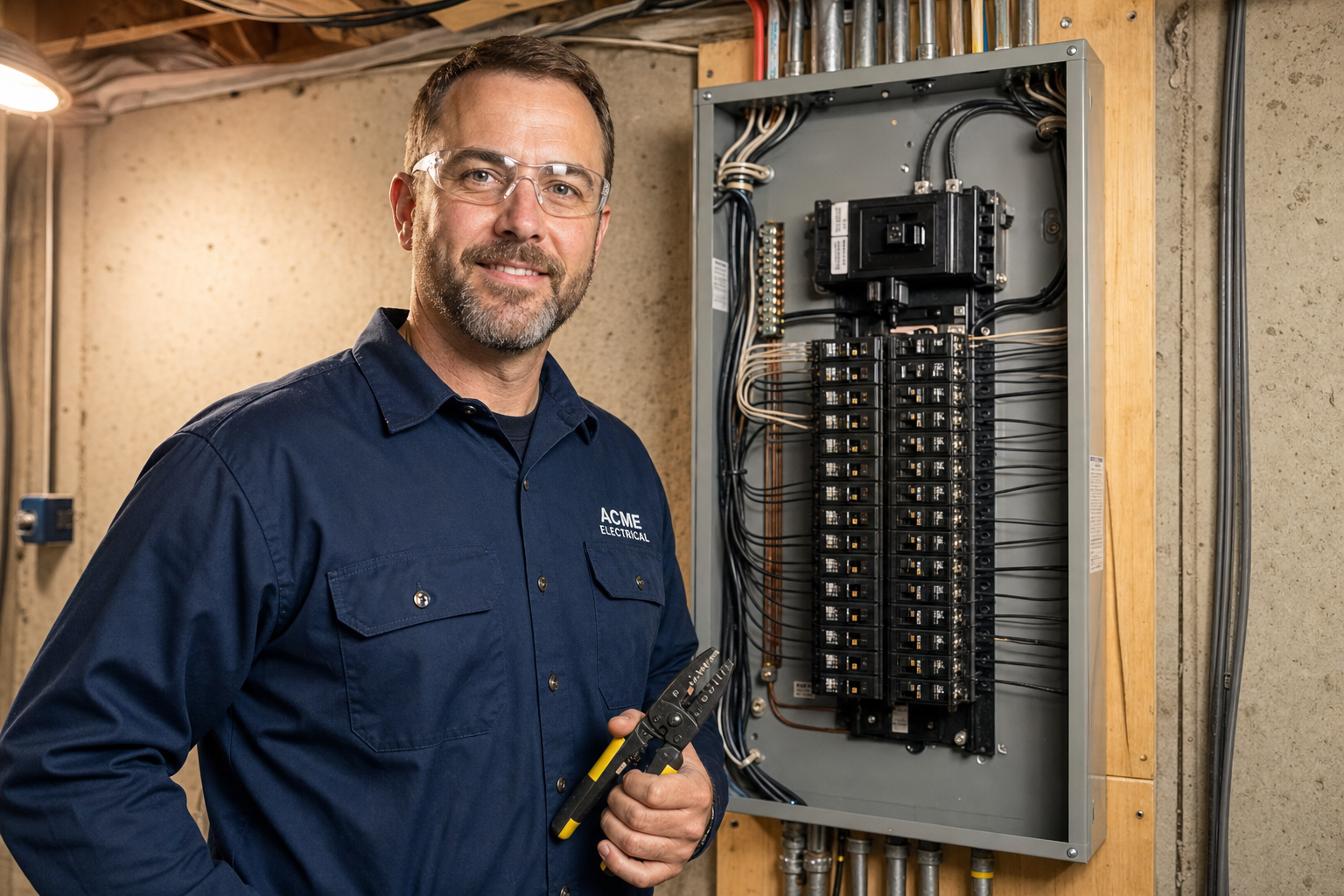 Electrician installing residential outlets and fixtures