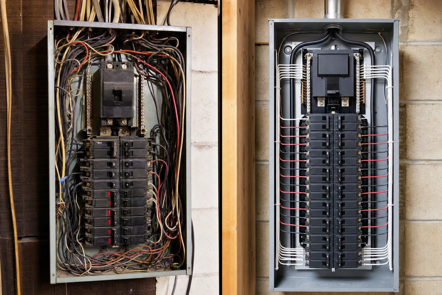 Residential 200-amp electrical panel upgrade with labeled circuits