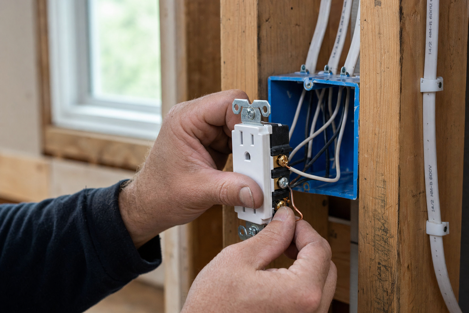 Electrician troubleshooting wiring in a residential panel